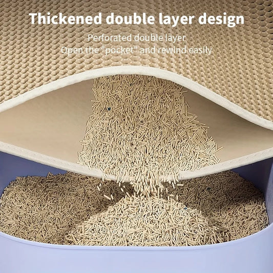 Large Waterproof Cat Litter Mat with Double Layer Honeycomb Design