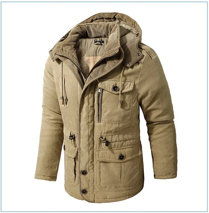 Thickened Multi-Pocket Mid-Length Casual Coat