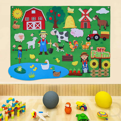 Felt Story Board Set Toy – Farm Animals Interactive Play Mat