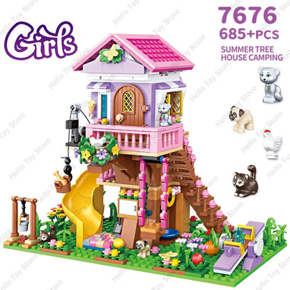 Girls Friendship Tree House Villa Castle Building Blocks
