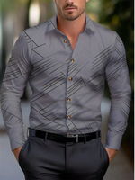 Men's Solid Color Formal Button-up Shirt – Long Sleeve Striped Lapel