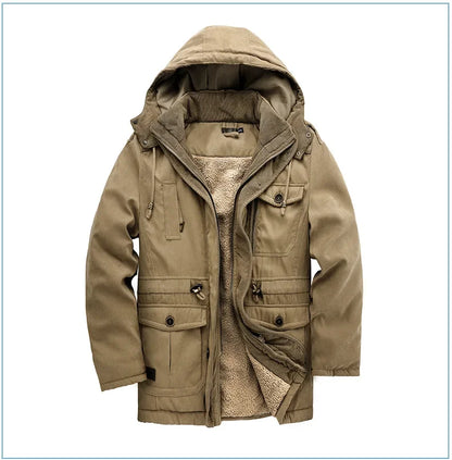 Thickened Multi-Pocket Mid-Length Casual Coat