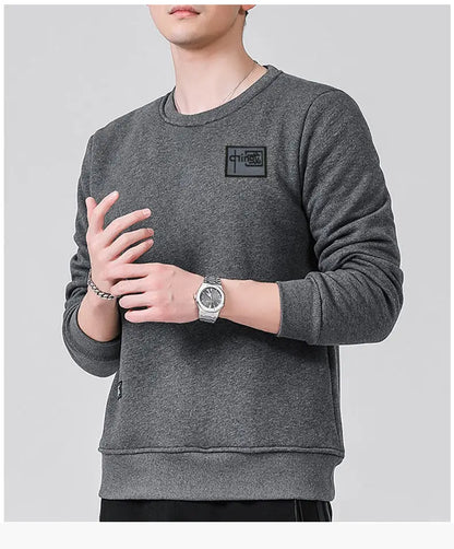 Winter Sweatshirt Men Long Sleeves Fleece Lined Warm Sweatshirt