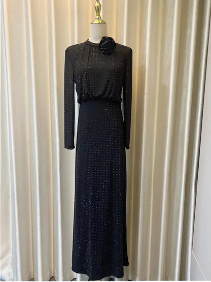 SMTHMA Luxury Rhinestone Party Dress for Women