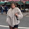 Women's Luxury Gradient Faux Fox Fur Coat with Big Collar