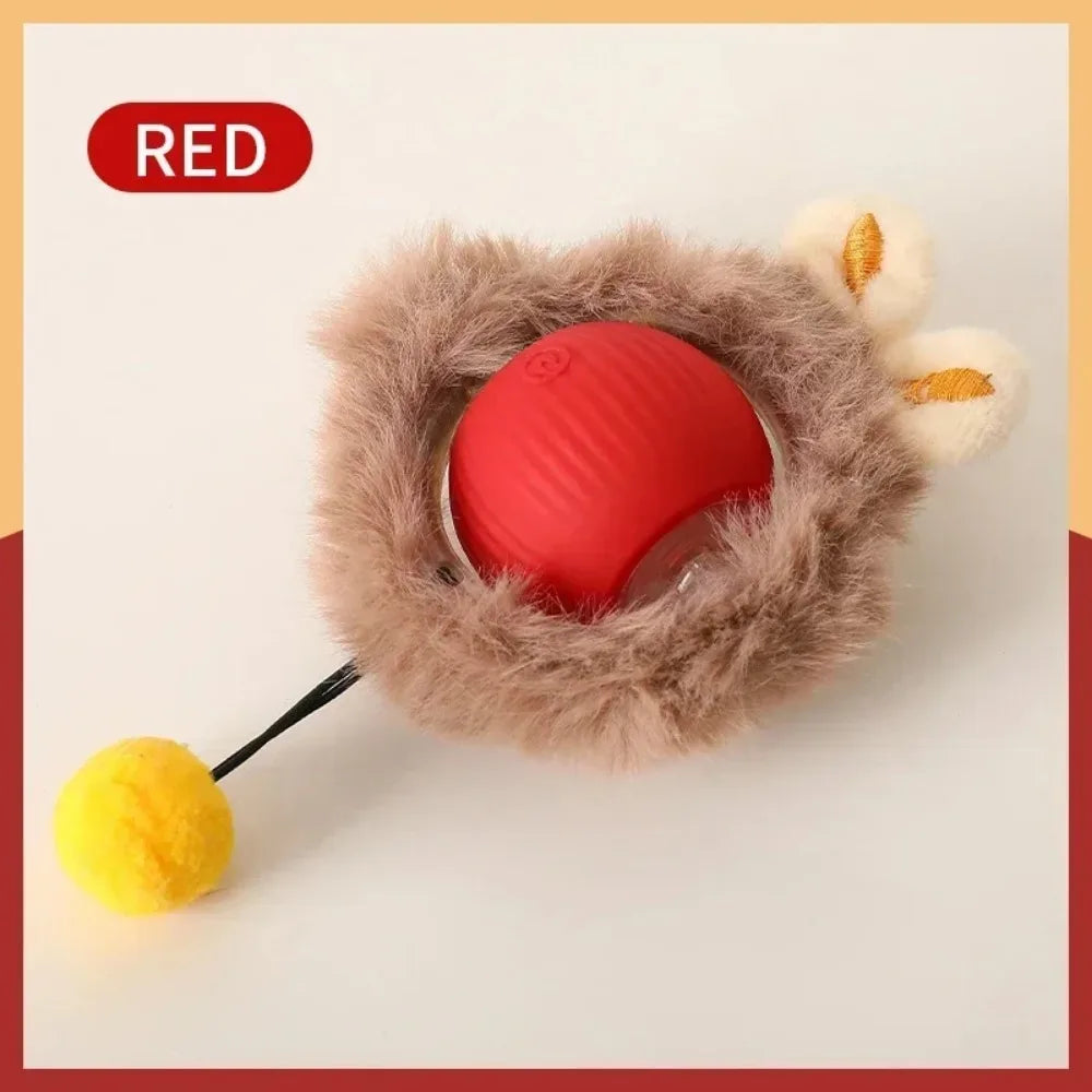 Smart Rechargeable Cat Toy Ball with Moving Tail and Auto Rolling