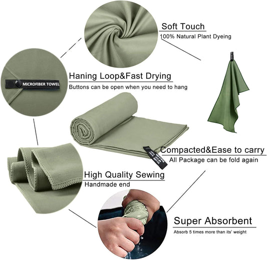 Quick-Dry Microfiber Travel Towel 40x80cm for Gym, Beach, and Camping