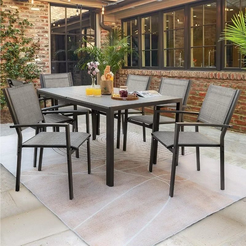 Weatherproof Table & 6 Stackable Chairs for Garden