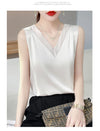 Elegant Women's Silk Chiffon Camisole with Lace V-neck