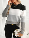 Women’s Knitted Contrast Color Pullover Sweater