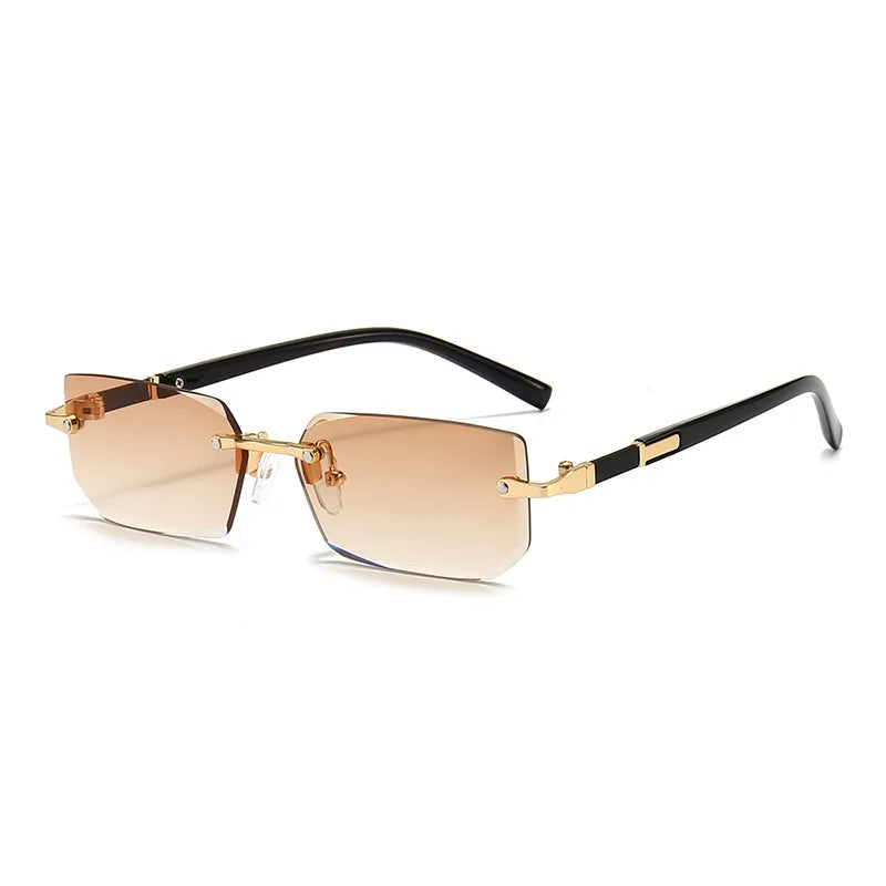 Rimless Square Sunglasses for Men and Women UV400 Summer Travel Shades