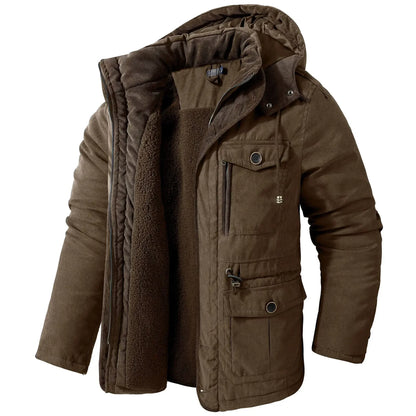 Thickened Multi-Pocket Mid-Length Casual Coat