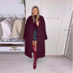 Elegant Burgundy Double-Breasted Coat for Women