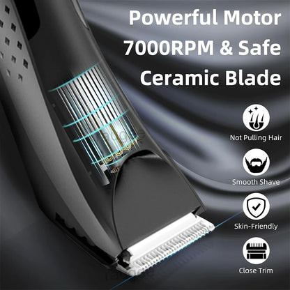 Men’s Electric Body & Facial Hair Trimmer – Portable Full-Body Shaver