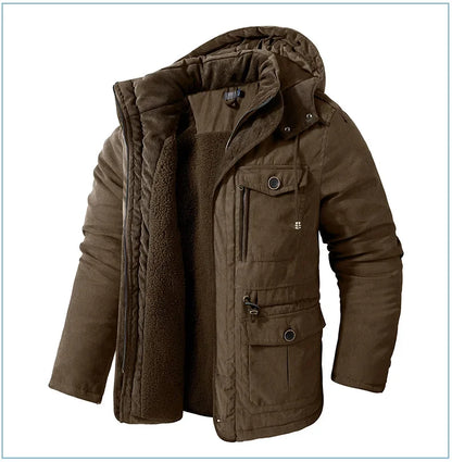 Thickened Multi-Pocket Mid-Length Casual Coat