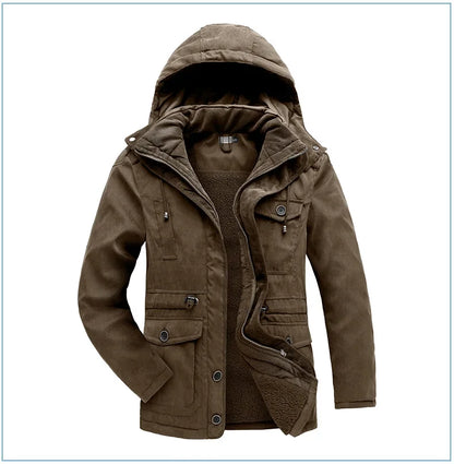 Thickened Multi-Pocket Mid-Length Casual Coat