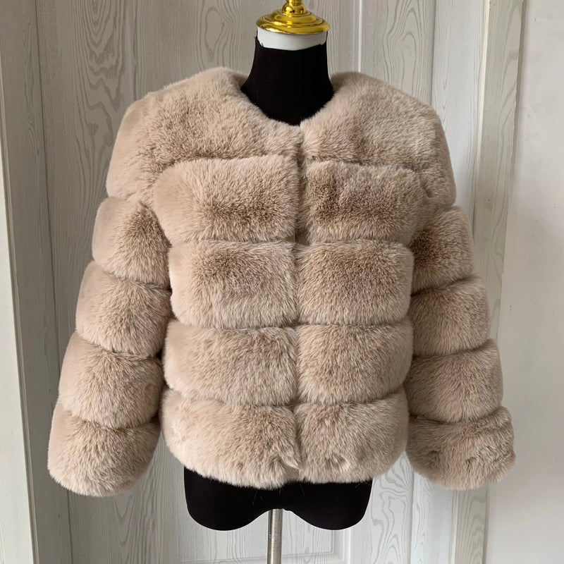 Women's High-Quality Faux Fox Fur Coat