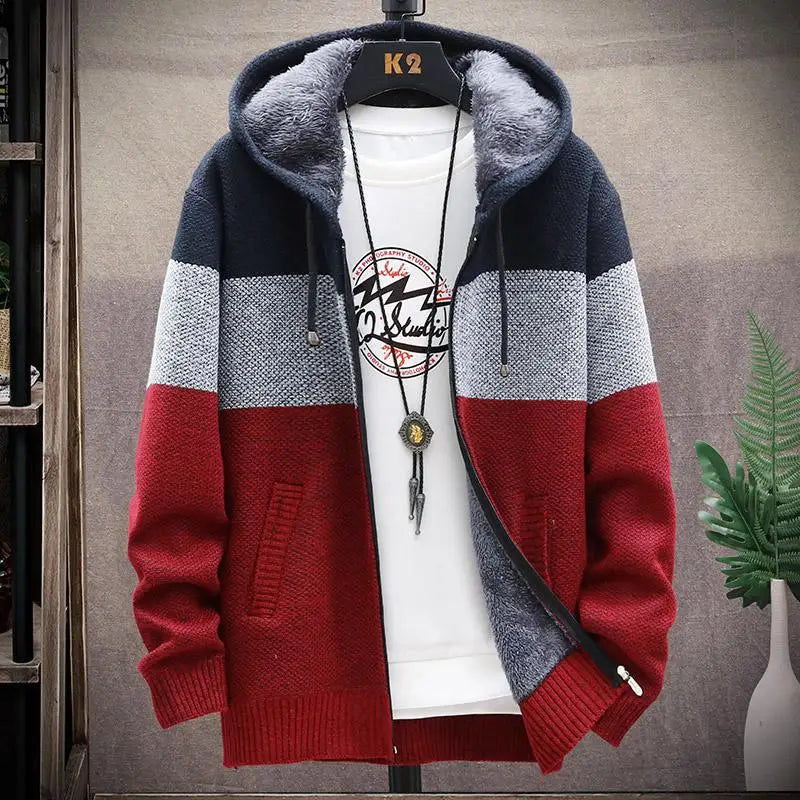 Luxury Men's Hooded Cardigan Sweater - Stylish & Functional