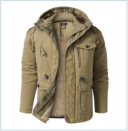 Thickened Multi-Pocket Mid-Length Casual Coat