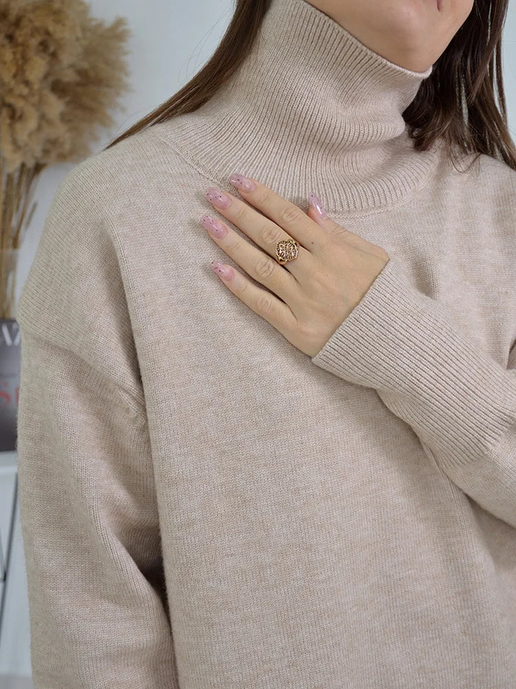 Oversized Turtleneck Sweater for Women