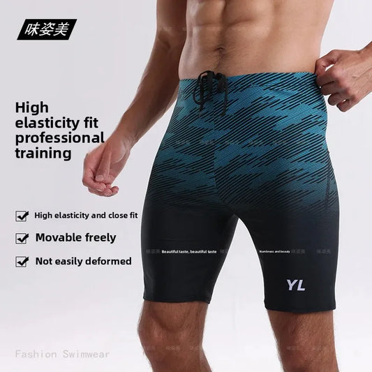 Men’s Quick-Dry Flat Angle Swim Shorts for Surfing and Swimming