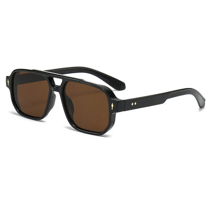 Retro Double Bridge Square Sunglasses for Men and Women