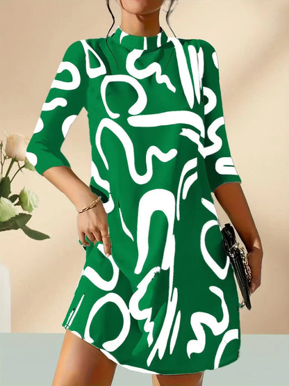 Long Sleeve Printed Mini Dress for Women