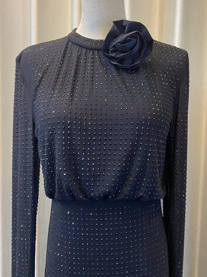 SMTHMA Luxury Rhinestone Party Dress for Women