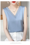 Elegant Women's Silk Chiffon Camisole with Lace V-neck