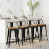 Set of 4 Metal Counter Height Bar Stools with Removable Back & Wooden Seat