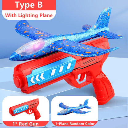 Kids Airplane Launcher Toys – 13.2'' LED Foam Glider Catapult Plane