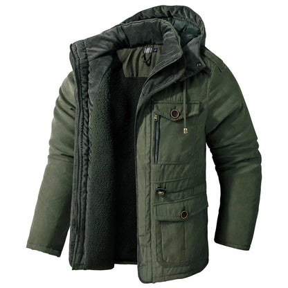Thickened Multi-Pocket Mid-Length Casual Coat