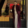 Elegant Burgundy Wool Blend Long Coat for Women