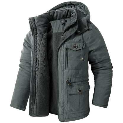 Thickened Multi-Pocket Mid-Length Casual Coat