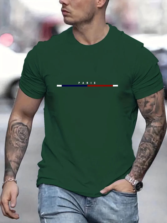 Men's 100% Cotton Paris Short Sleeve T-shirt – Loose Fit Casual Top