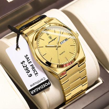 POEDAGAR Luxury Stainless Steel Waterproof Men’s Quartz Watch