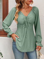 Sexy V-Neck A-Line Blouse with Drawstring Waist