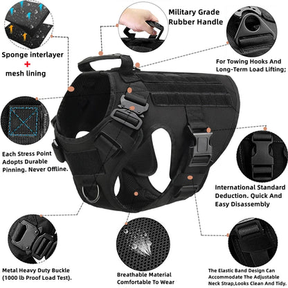 K9 Tactical Military Dog Vest and Leash Set