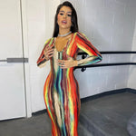 Sexy Slim Fit Printed Bandage Long Dress