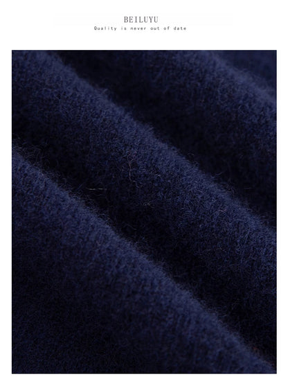 Pure Wool Men's Slim-Fit Round Neck O-Neck Cashmere Sweater
