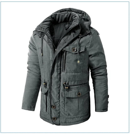 Thickened Multi-Pocket Mid-Length Casual Coat