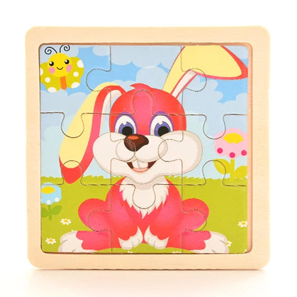 Baby Wooden Montessori Puzzle - 3D Cartoon Animal Puzzle