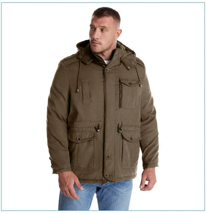 Thickened Multi-Pocket Mid-Length Casual Coat