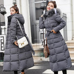 Women's Long Over-Knee Winter Parka with Fur Hood