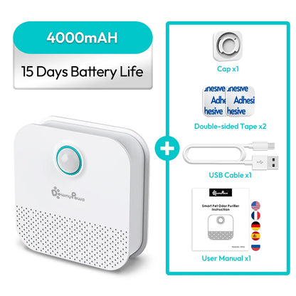 DownyPaws Smart Cat Litter Deodorizer 4000mAh Odor Purifier for Pet Toilet