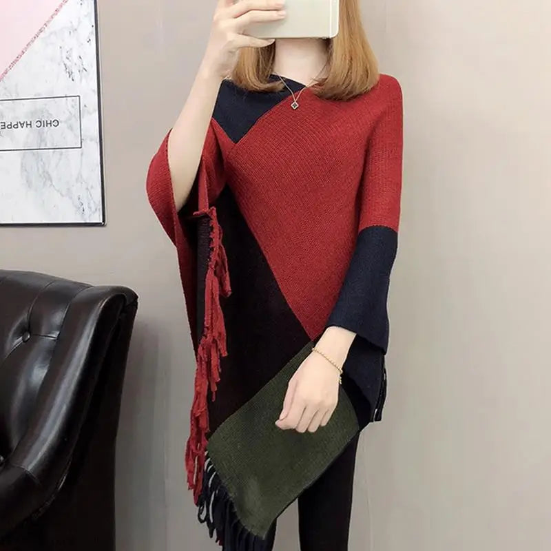 Elegant Ladies Poncho Cape Sweater