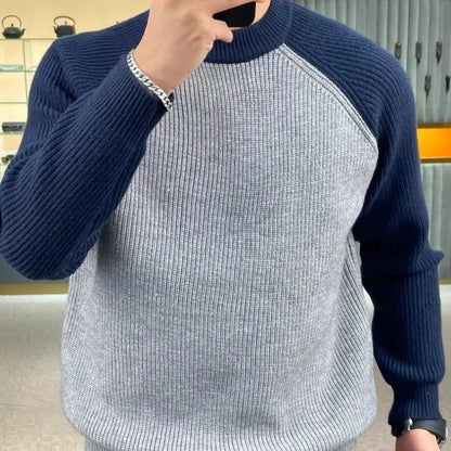 Men’s Casual Patchwork Knit Sweater - Retro Harajuku Pullover