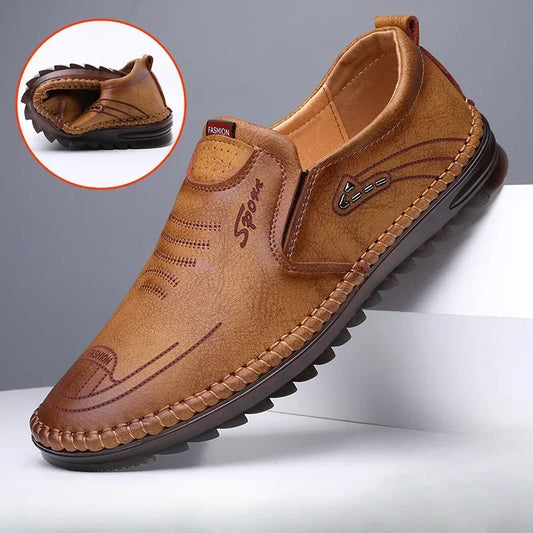 Men’s Handmade Leather Flats – Soft Sole Casual Business Moccasins