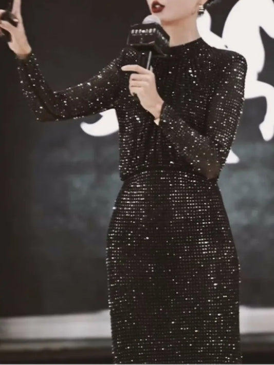 SMTHMA Luxury Rhinestone Party Dress for Women