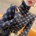 Women's Chic Jacquard Knitted Turtleneck Sweater